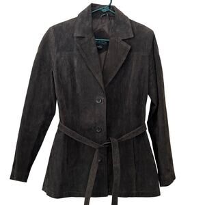 Vintage Relativity suede leather jacket tie belt academia preppy fall bohemian M
